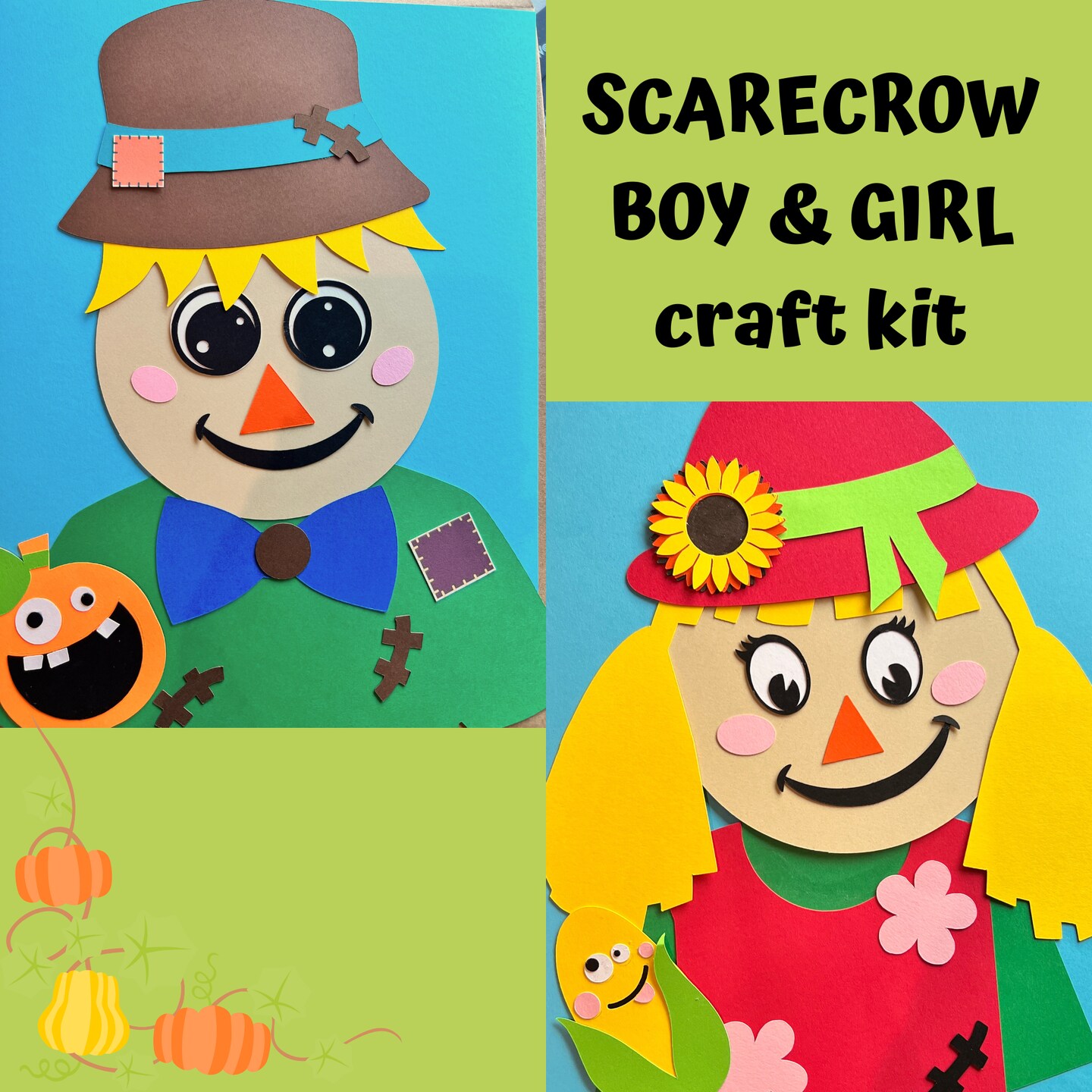 Scarecrow Paper Craft for Kids| fall crafts for kids|Thanksgiving craft ...