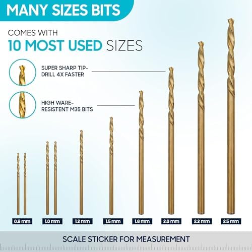 Manual Craft Drill Sharp HSS Micro Mini Twist Drill Bits Set, Small Rotary Tools for Wood, Plastic, Miniature - Blue