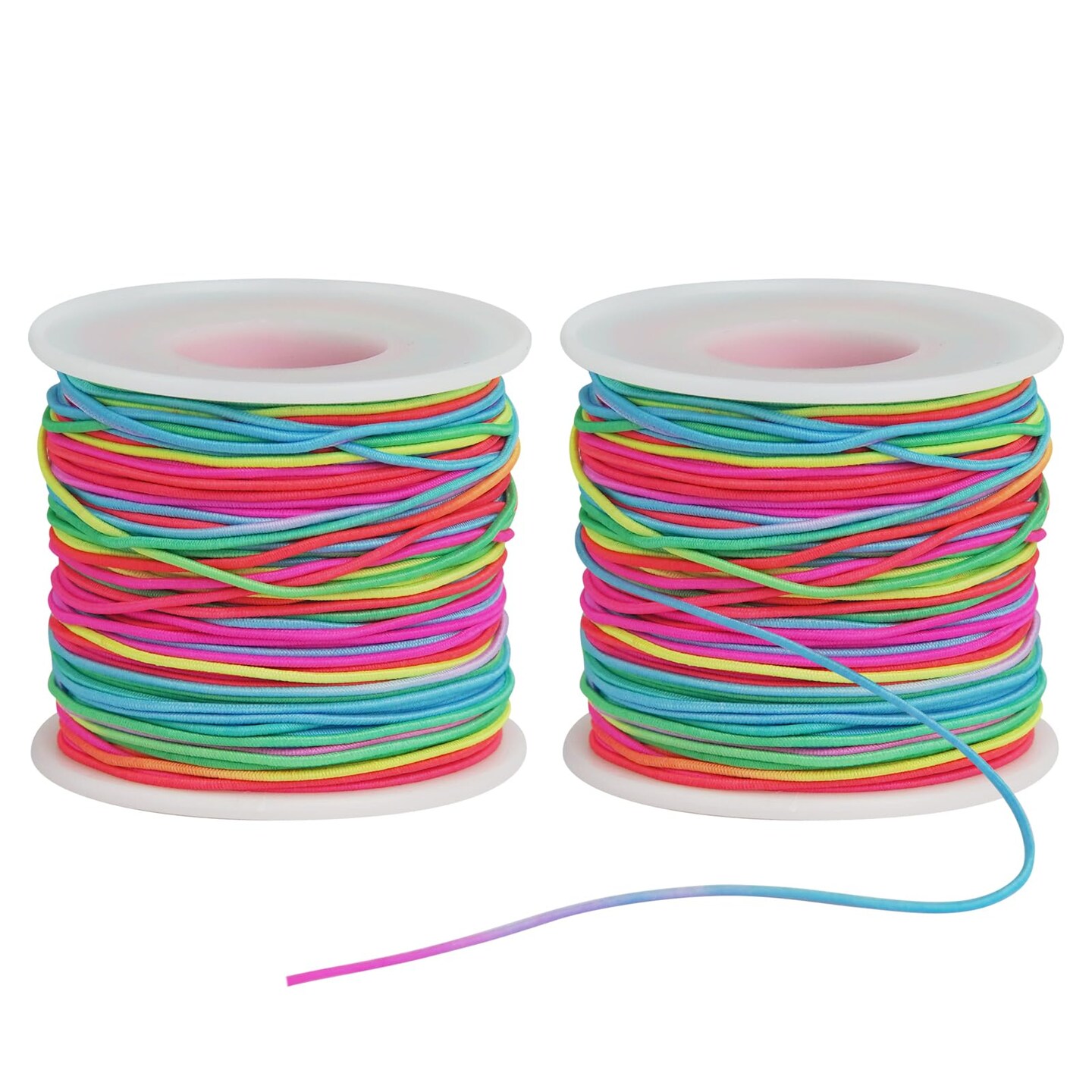 2 Rolls 1MM Stretchy String for Bracelet Making, Rainbow Elastic Bracelets String Thread for Clay Beads, Bracelets, Jewelry Making, Necklaces, Sewing and Crafts