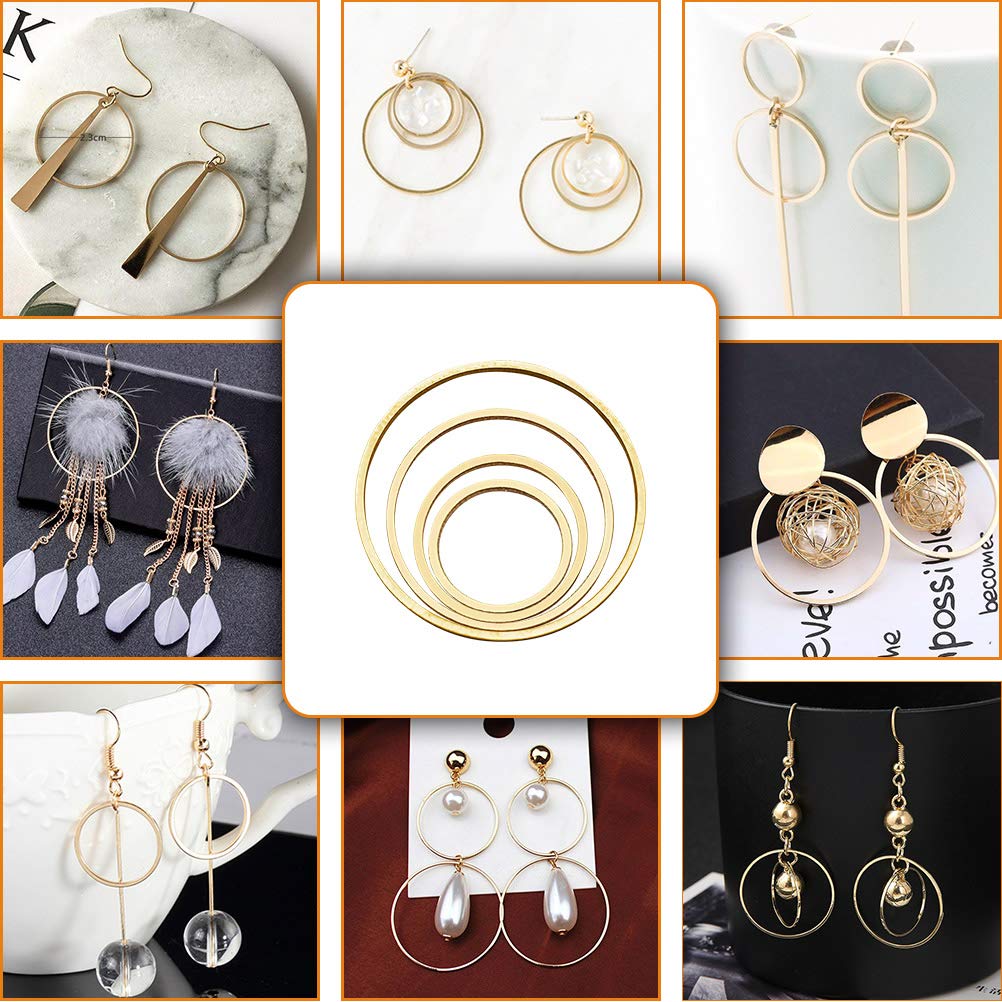 70 Pieces Earrings Beading Hoop Earring Finding Round Earring Circle Round Beading Hoop Open Bezel Pendant Frame for Jewelry Making