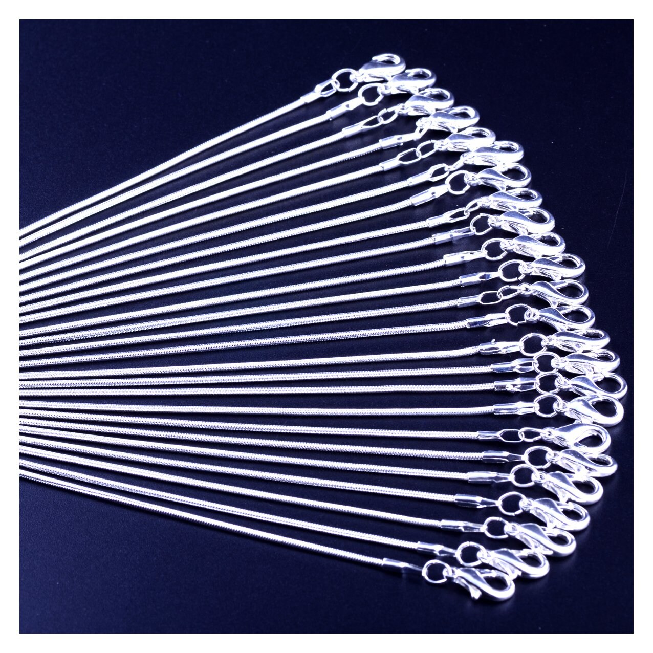 24 Pieces Snake Chain Necklace White Brightening 925 Silver Plated 1.2mm DIY Shining Link with Lobster Clasps for Jewelry Making (20 inch, Shining White Brightening)