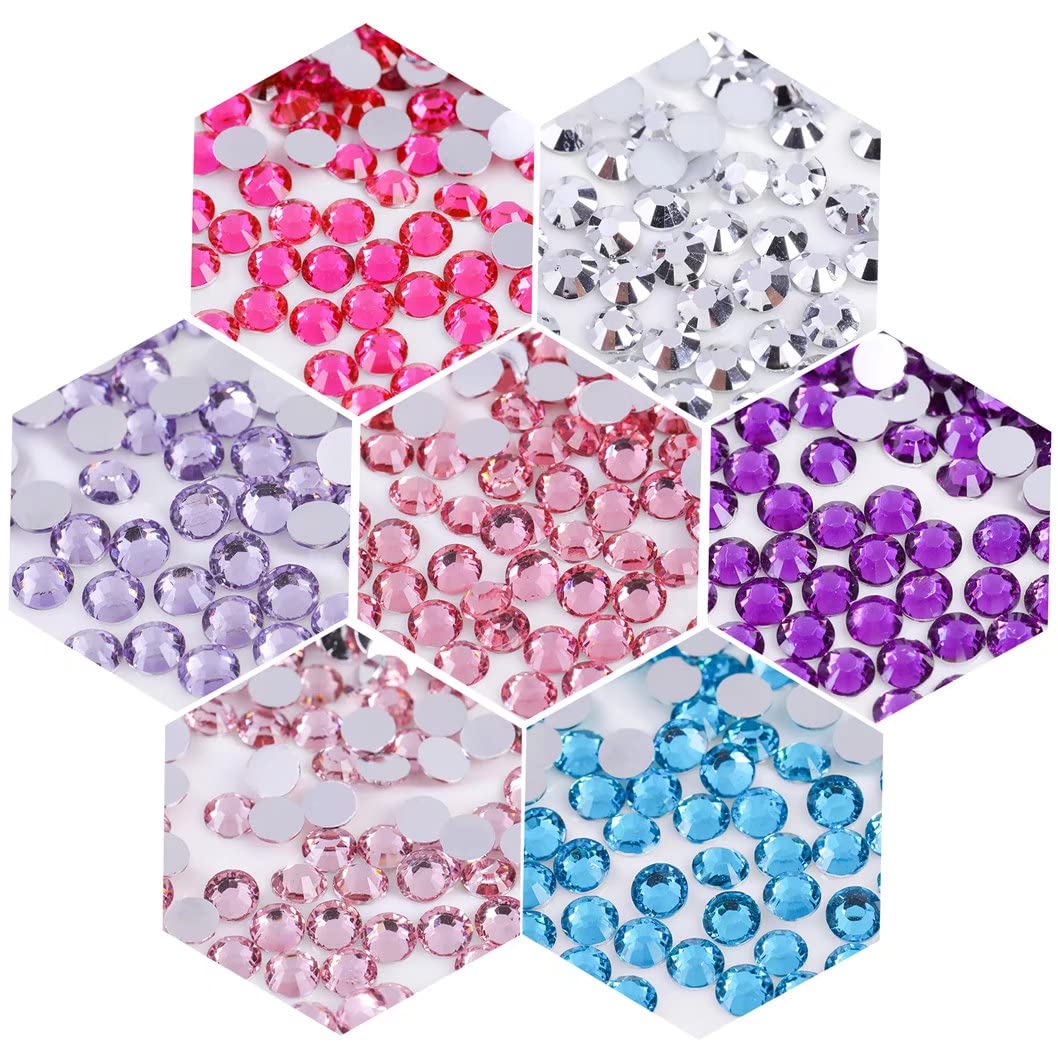 3000 PCS SS12 3mm Flatback Rhinestones Clear Glass Round Gems Crystals for Nail Art DIY Crafts Clothes Shoes Bags (Light Pink)