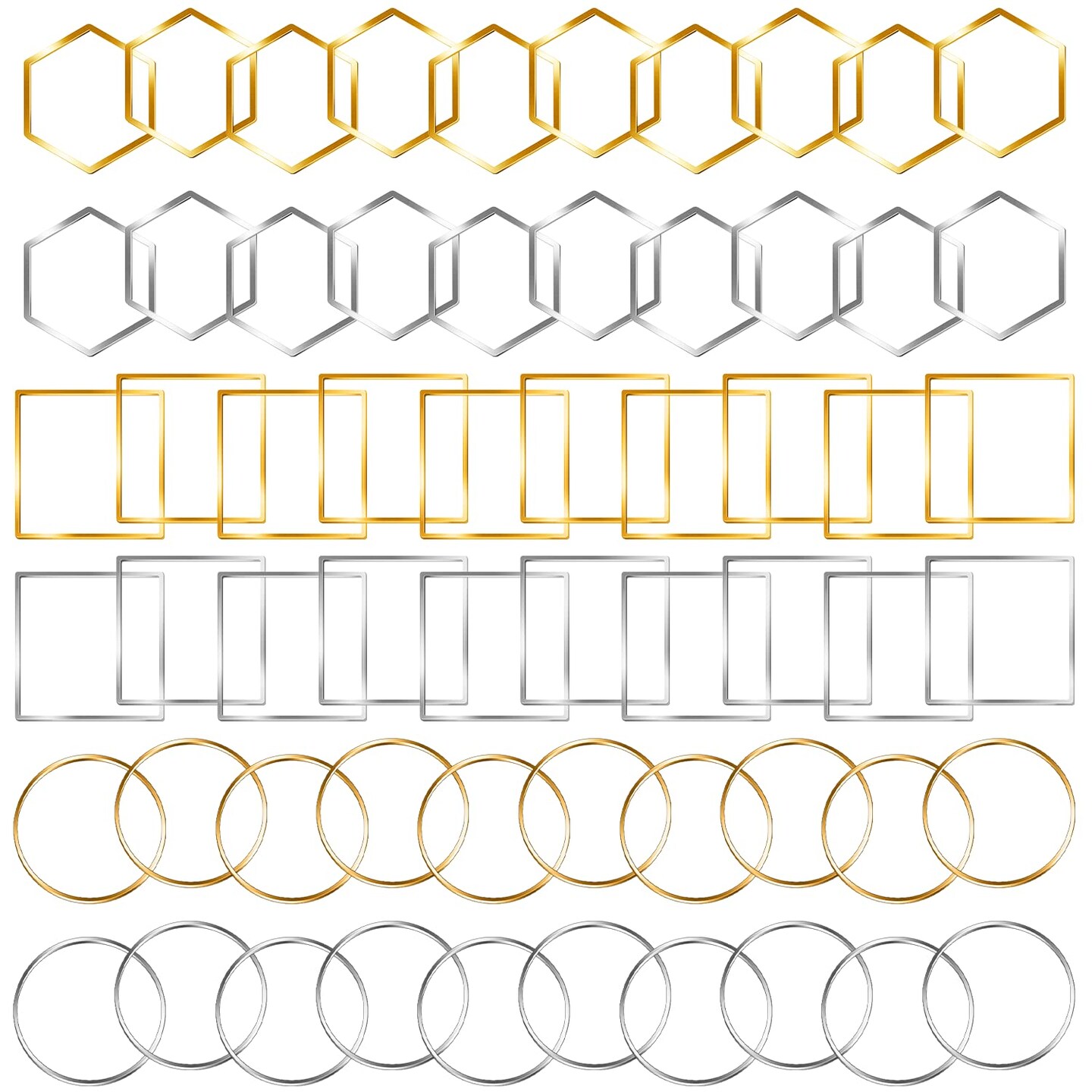 60 Pieces Earrings Beading Hoop for Jewelry Making, Earrings Findings Hoops Earring Charms Open Bezel Pendant Frame for DIY Craft,Earring Necklace,Crafts Supplies ( (Round/Square/Hexagon))