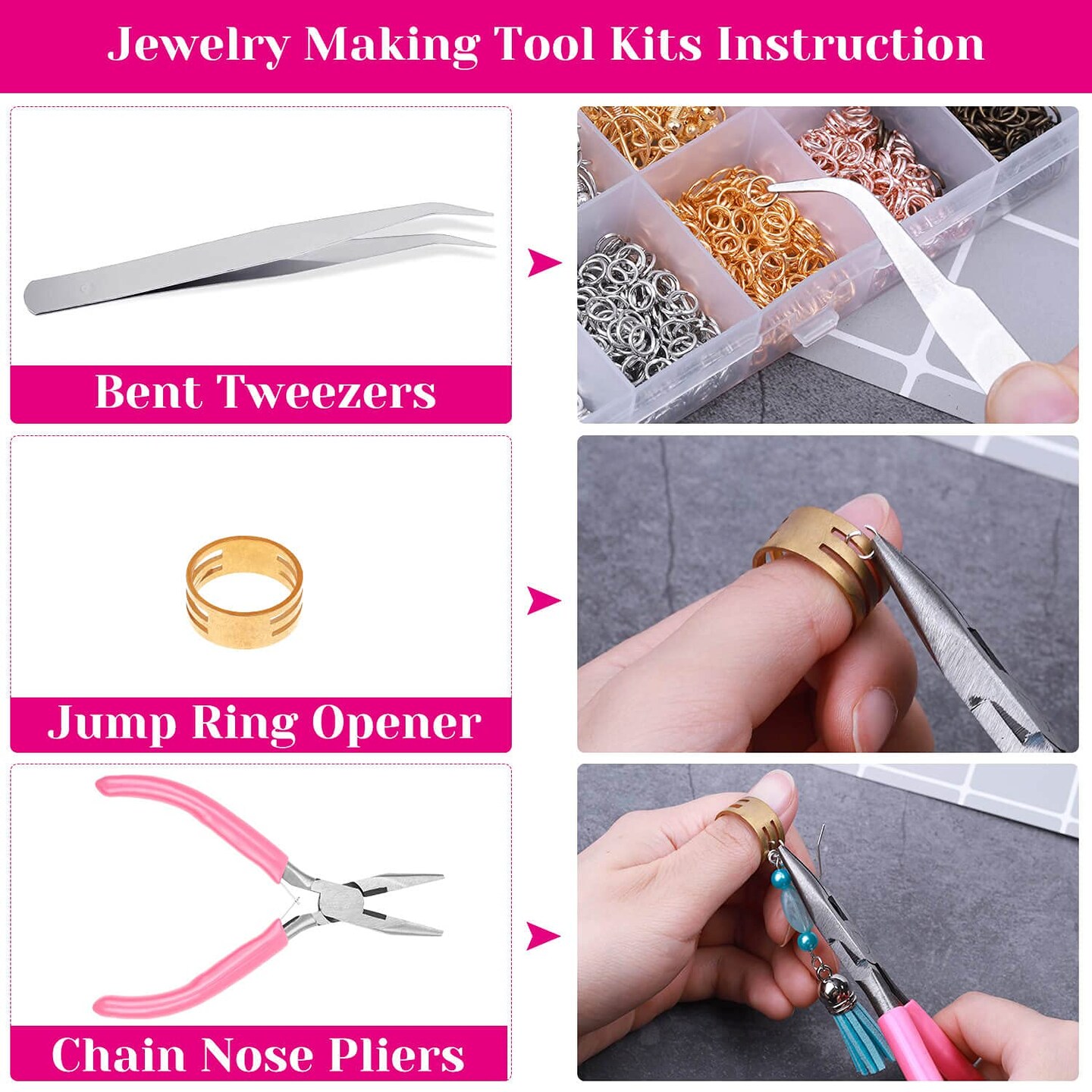 1400 Pieces Earring Hooks, Making Kit with 200pcs Ear Ring 1000pcs Jump Rings, Backs and Jewelry Pliers for Supplies Findings