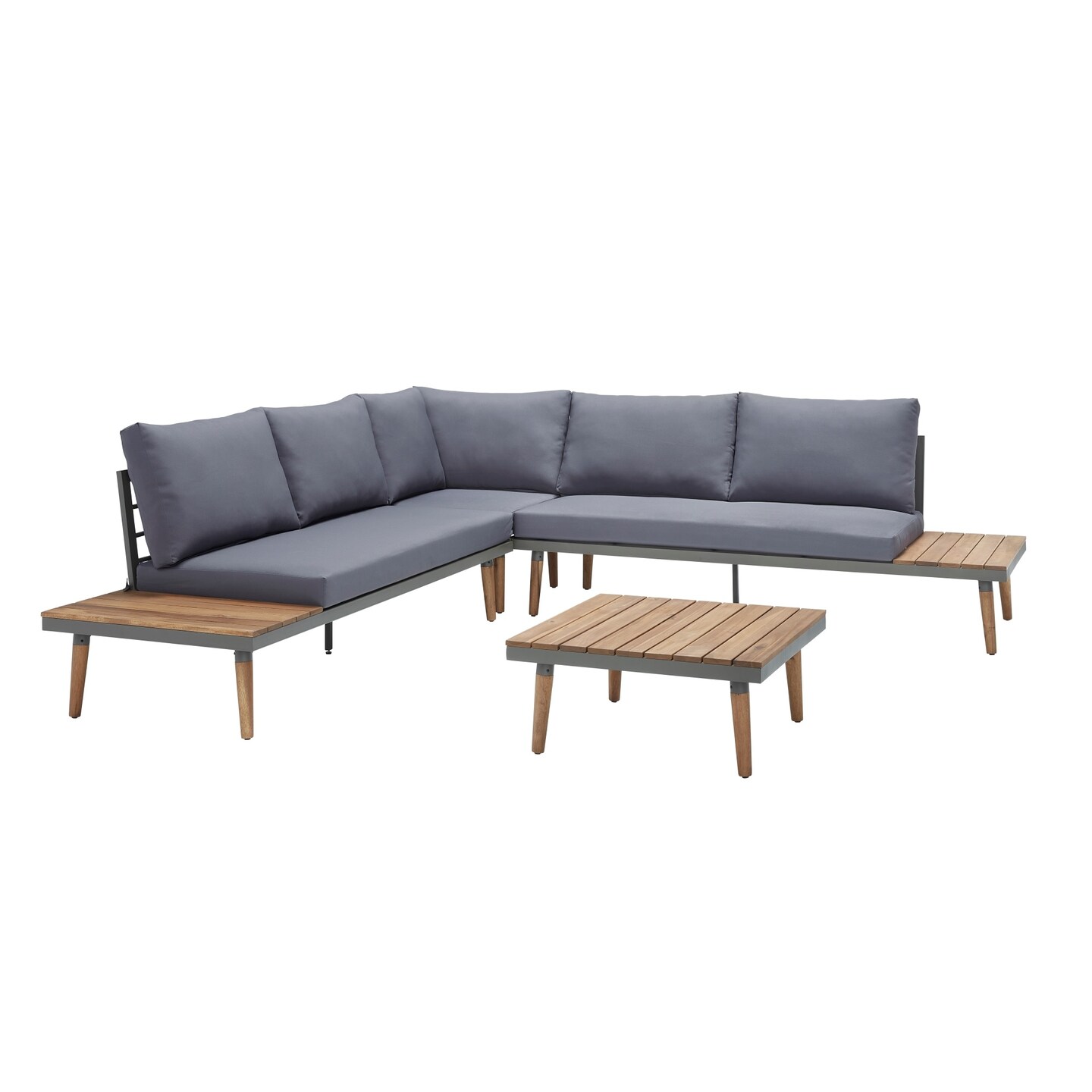 Contemporary Home Living 2pc Outdoor Patio Sectional Lounge Set with Cushion - 72" - Brown and Blue
