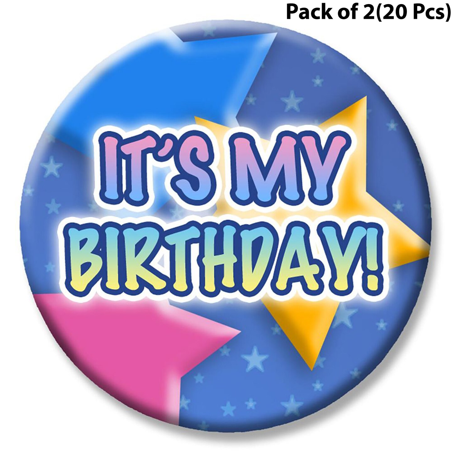 Celebration Star Party Themed Button - Illuminate Your Birthday Bash | MINA&#xAE;