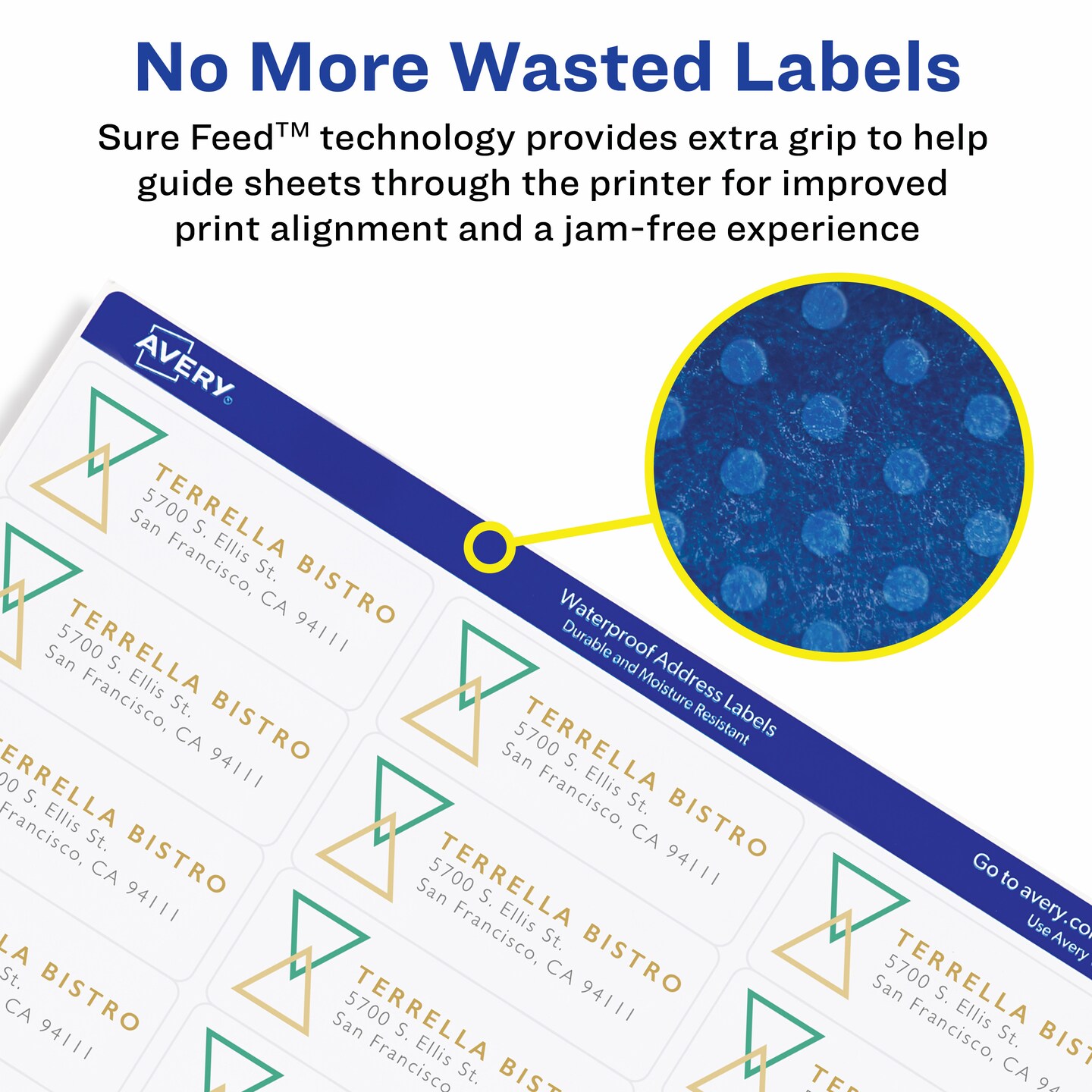 Avery Waterproof Address Labels with Ultrahold Permanent Adhesive, 1-1/3" x 4", 7,000 Labels for Laser Printers (95522)