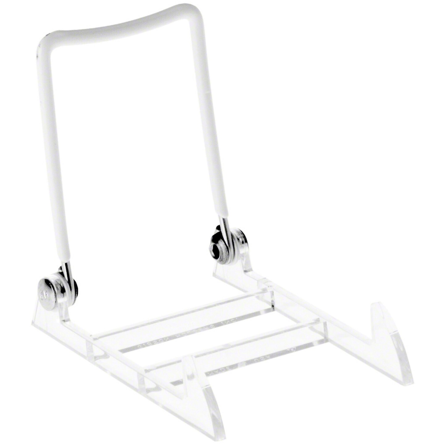 Gibson Holders 1PL Adjustable White Wire and Clear Acrylic Display Easel, 2.75&#x22; W x 3.75&#x22; D x 3.5&#x22; H