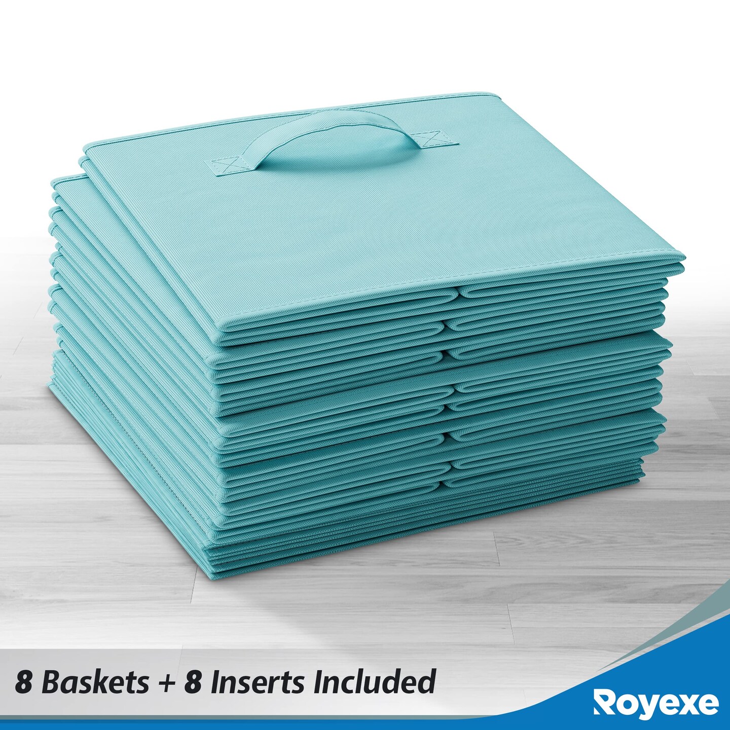 Fabric Storage Cubes for Cube Organizer - 8 Pack Heavy Duty Blue Storage Bins - 11 Inch Cube Storage Bin, Use As A Clothes Storage Box In Closet, Baskets For Shelves or Cubbies Storage Organizer