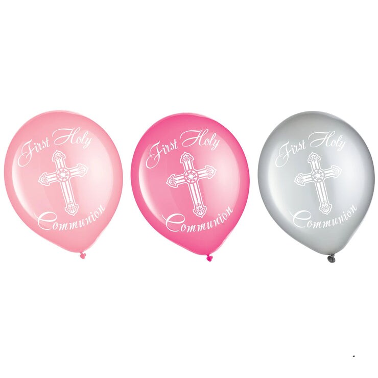 Communion Printed Latex Balloons - Pink
