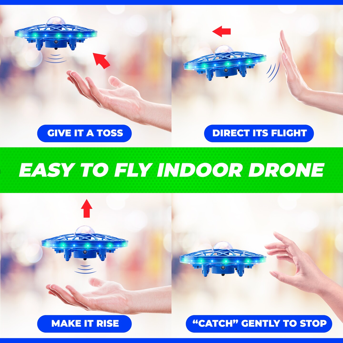 Force1 Scoot Cosmo LED Hand Operated Drone for Kids and Adults