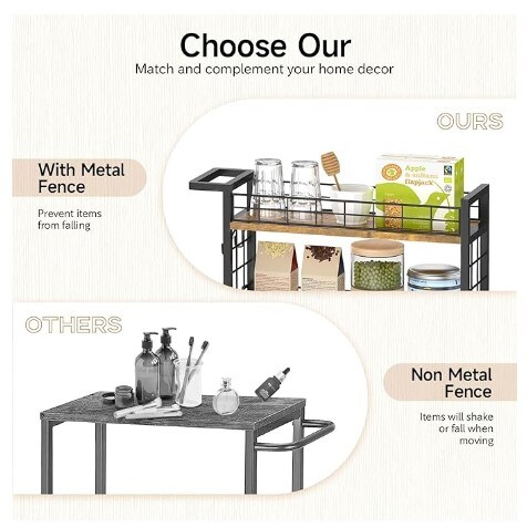 4 Tier Mobile Narrow Shelving Unit Organizer Utility Cart with Handle.
