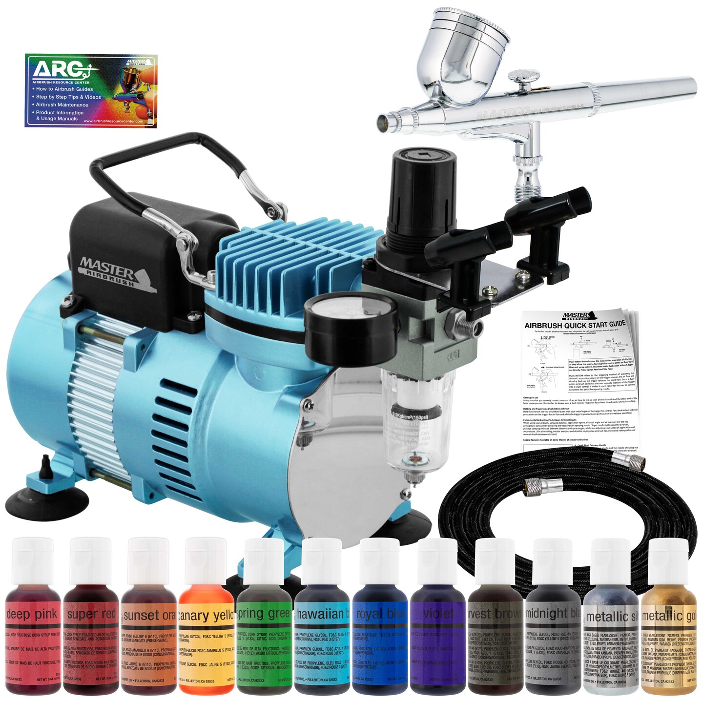 Cake Decorating Airbrushing System Kit with a 12 Color Chefmaster Food