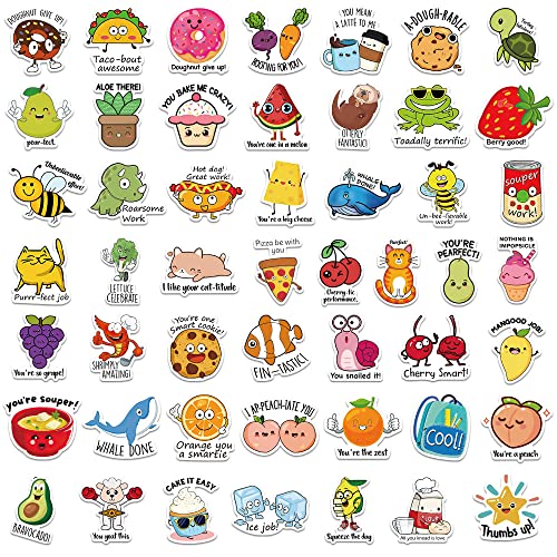 50 Pieces Punny Rewards Motivational Stickers, Incentives Stickers Positive Punny Teacher Supplies Stickers for Kids School Classroom