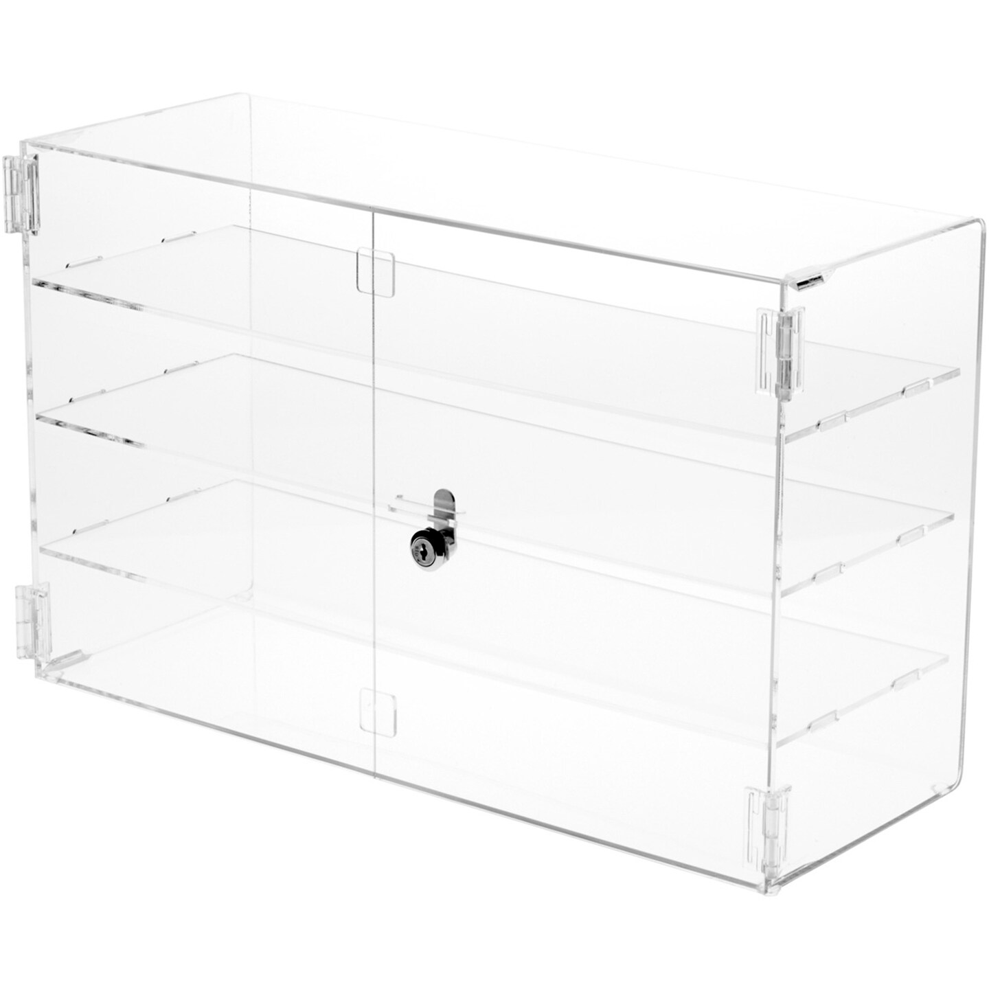 Plymor Clear Acrylic Rectangular Locking Display Case, 3 Shelves