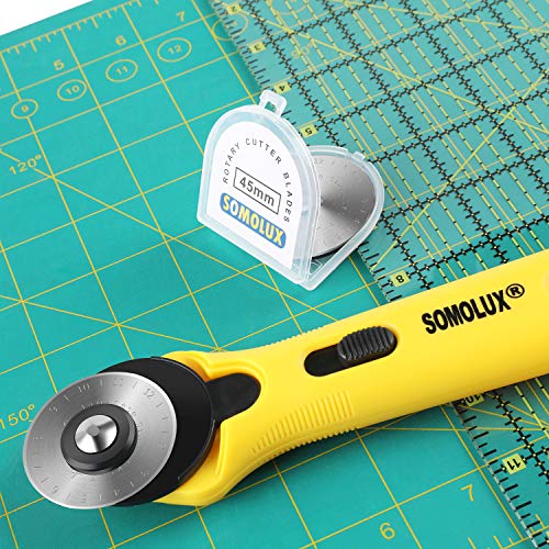 Rotary Cutter with 45 mm 5 Pieces Replace Blades for Quilting Scrapbooking Sewing Arts Crafts, Sharp and Durable