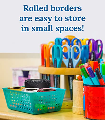 65 Feet Black Bulletin Board Borders, Scalloped Border Trim, Rolled Classroom Borders for Bulletin Board, White Board, Cork Board, Locker, and Classroom D&#xE9;cor