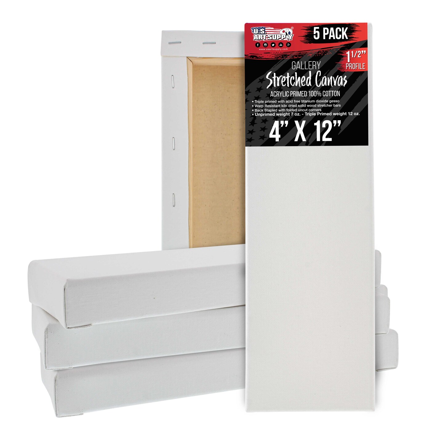 Arteza Blank Pre Stretched Canvas for Painting, 36x48, Pack of 2, Primed, 100%