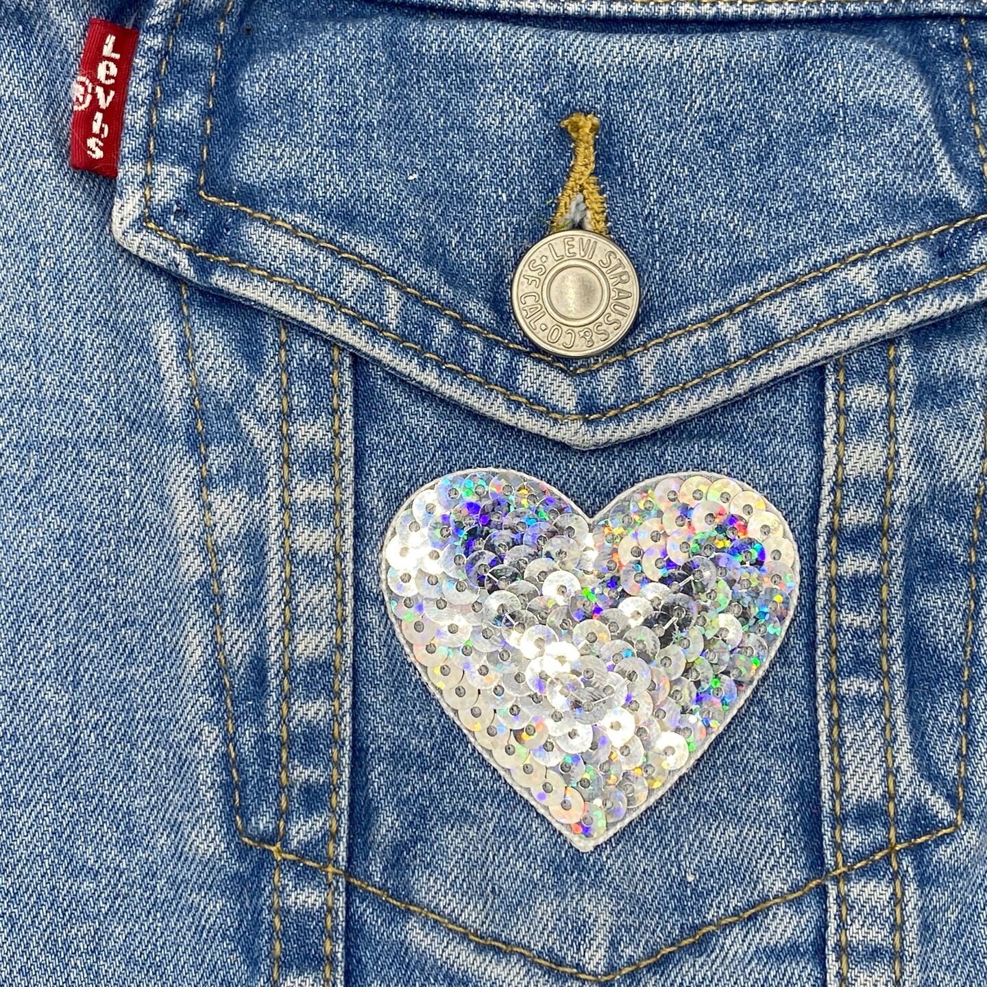 2&#x22; Sequin Heart, Iron on Patch