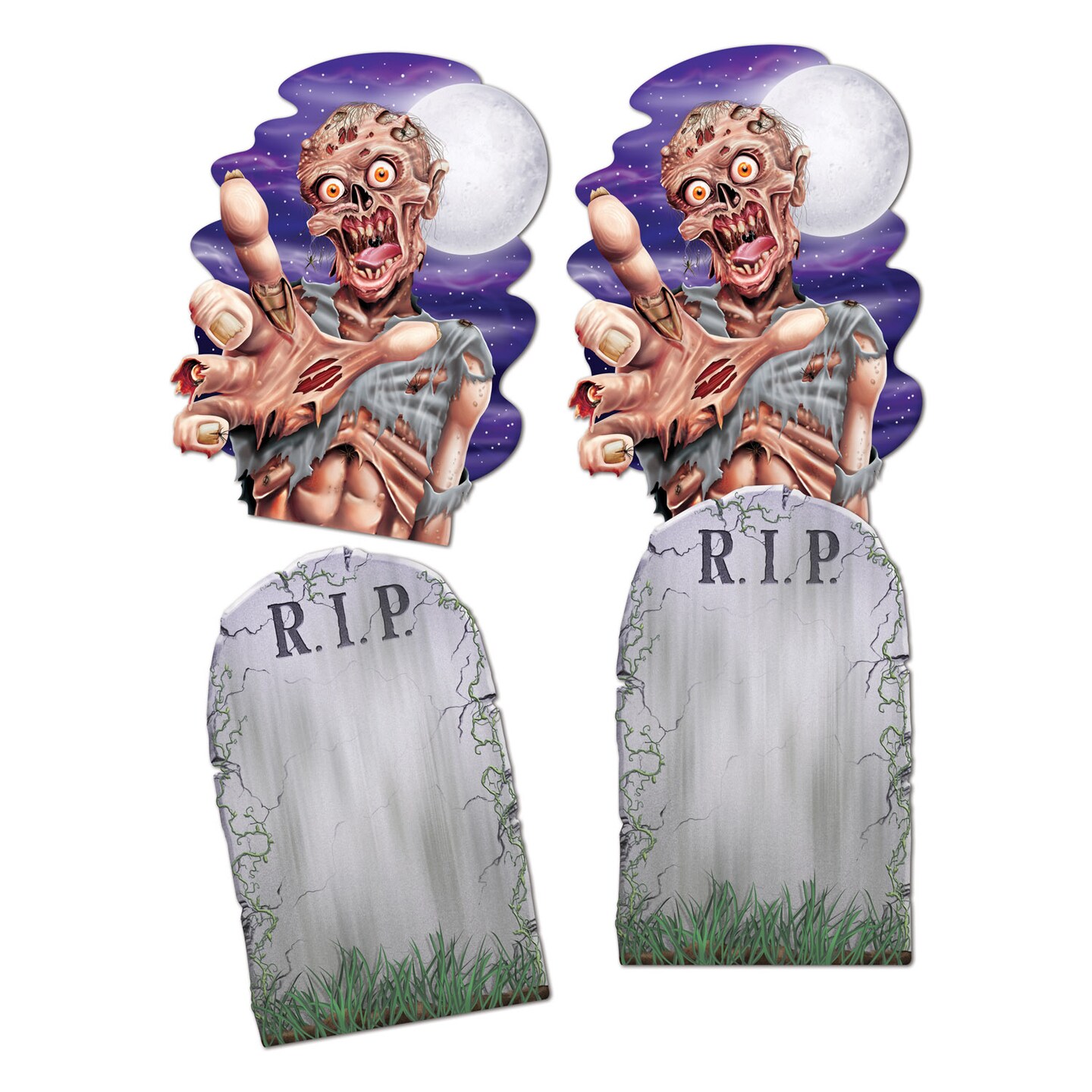 Beistle - Jumbo Tombstone &#x26; Zombie Cutouts - 24&#xBD;&#x22; - 12 Pack