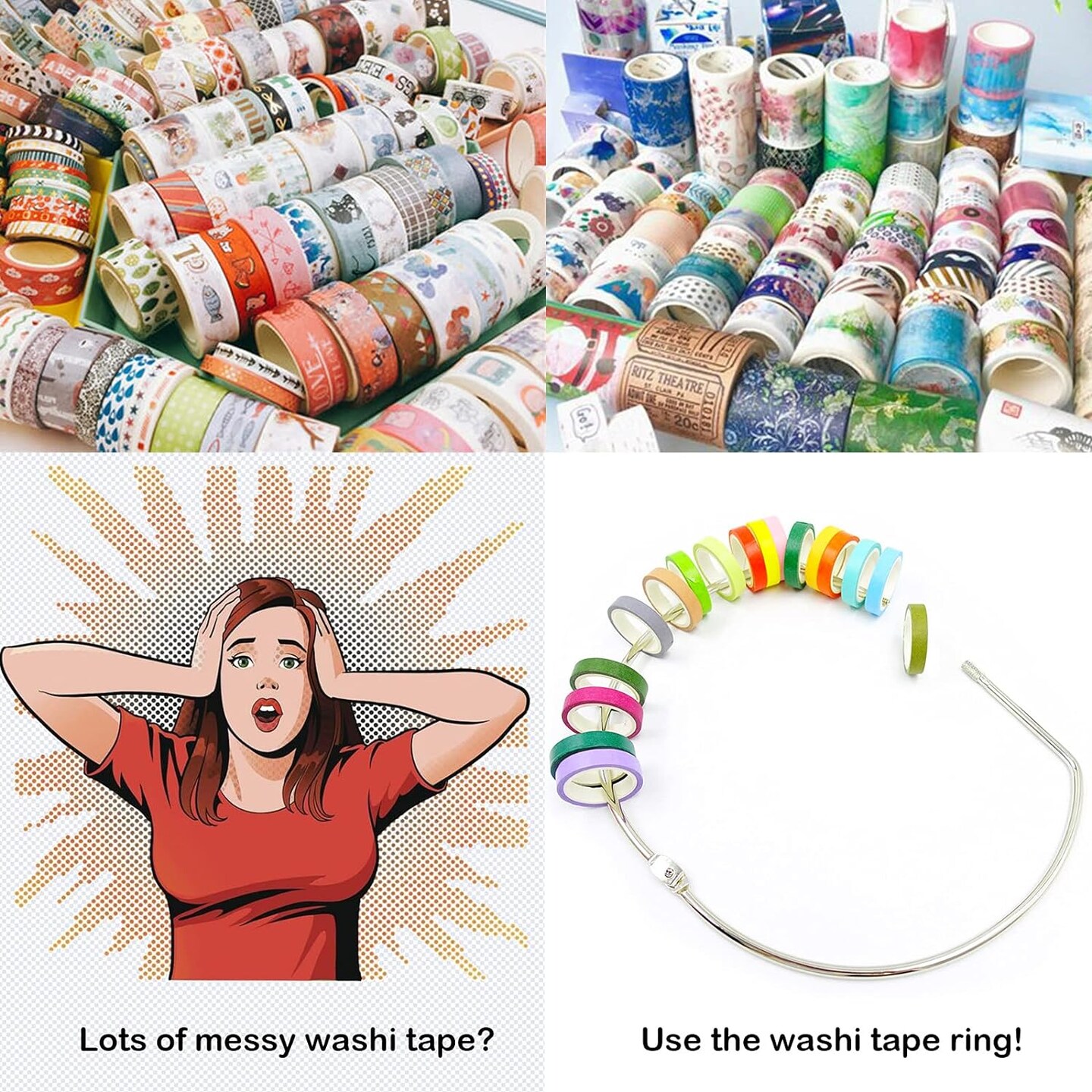 3 Pack Washi Tape Organizer Washi Tape Storage Ring (8 inches)