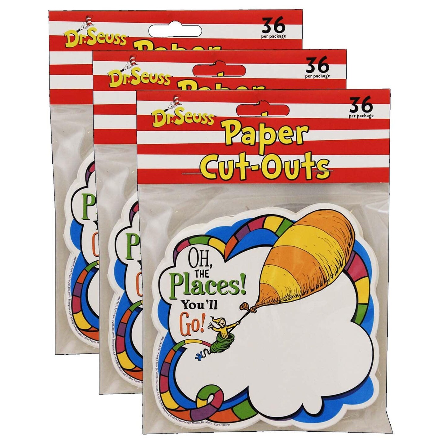 Dr. Seuss&#x2122; Oh The Places Paper Cut Outs, 36 Per Pack, 3 Packs