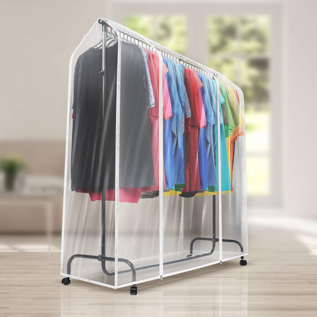 Sorbus (2 Pack) 6 ft Clear Garment Rack Cover - Garment Coat Hanger Protector Clothing Storage for Dresses, Suits, Coats, and more