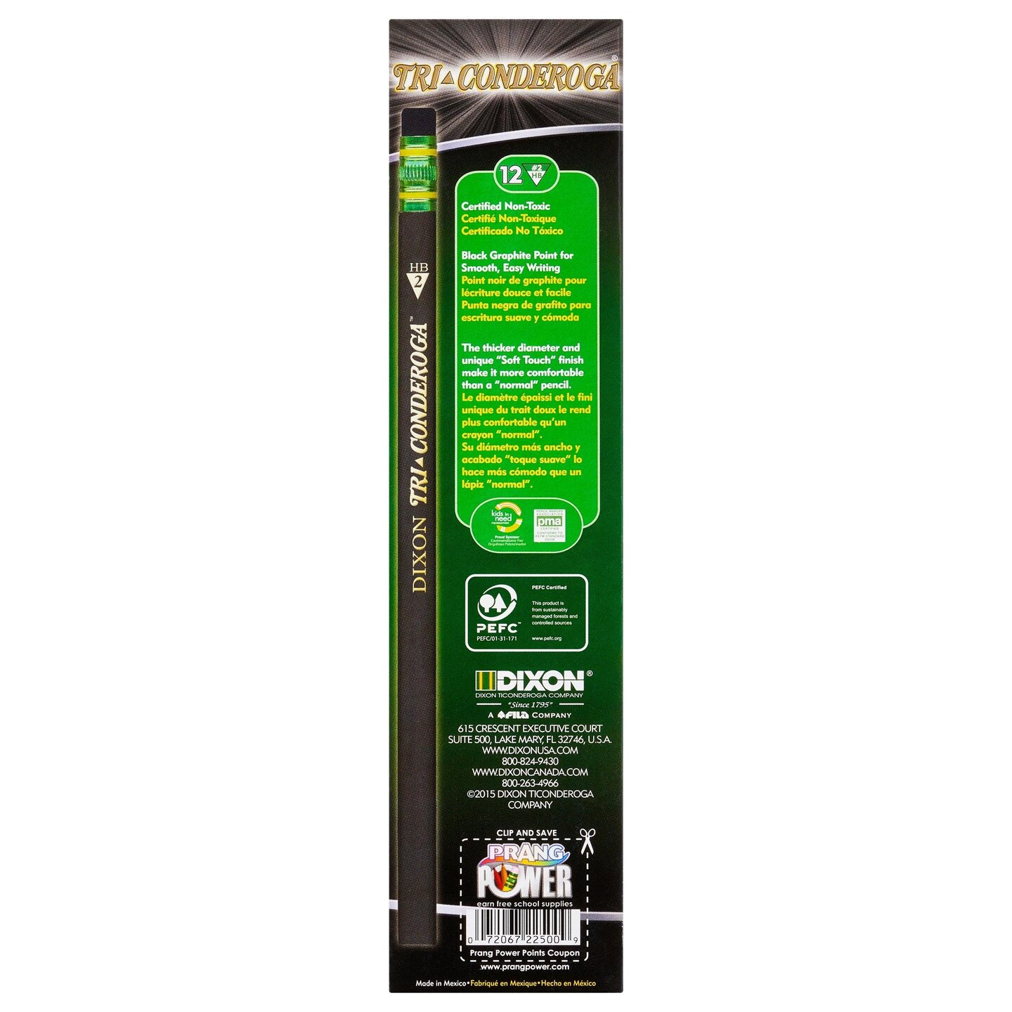 Tri-Conderoga&#x2122; 3-Sided Pencils with Sharpener, 12 Per Pack, 2 Packs