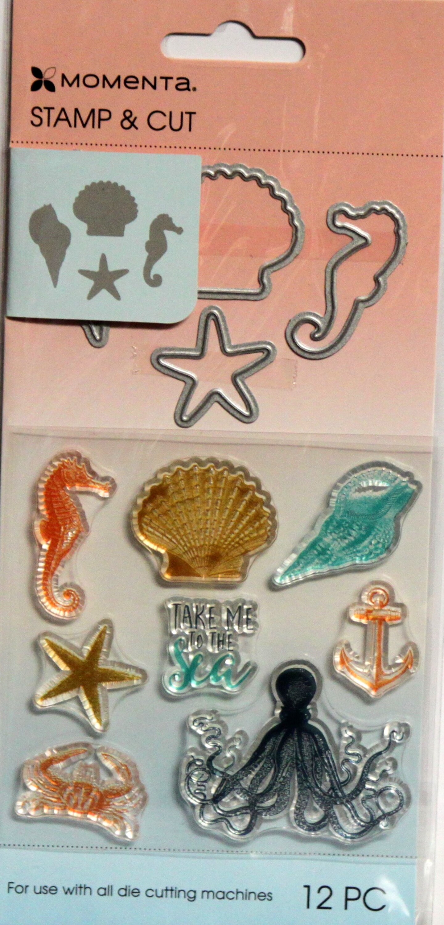 Momenta Sea Life Cling Stamp &#x26; Metal Die Cutting Set-12 Pieces