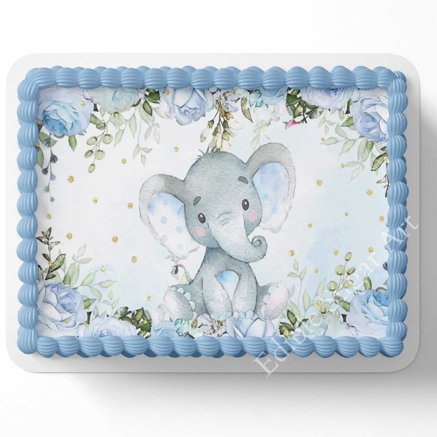 Elephant Baby Shower Cake Topper Safari Baby Shower Sheet Cake Topper ...