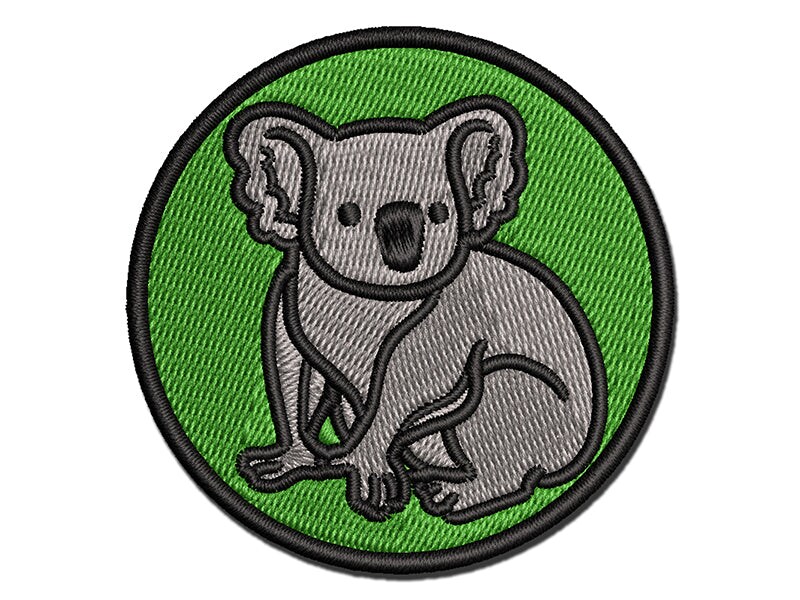 Koala Bear Sitting Multi-Color Embroidered Iron-On or Hook &#x26; Loop Patch Applique