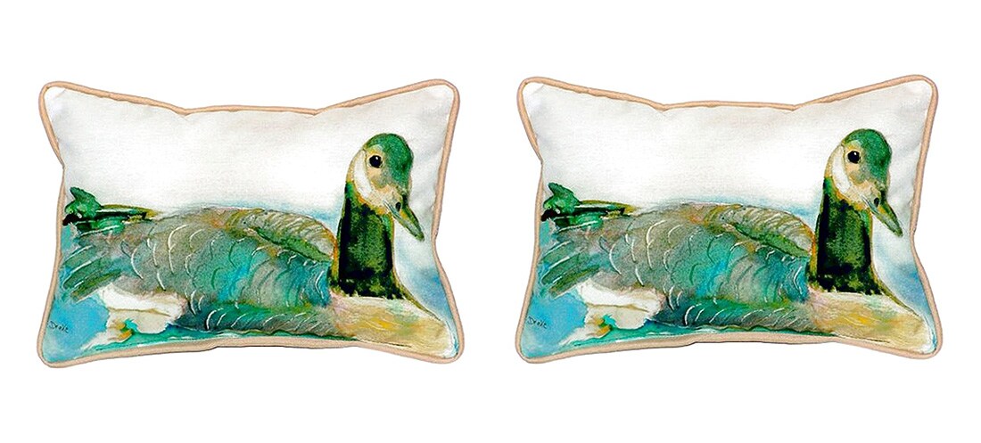 Pair of Betsy Drake Canada Goose Small Pillows 11 Inch X 14 Inch