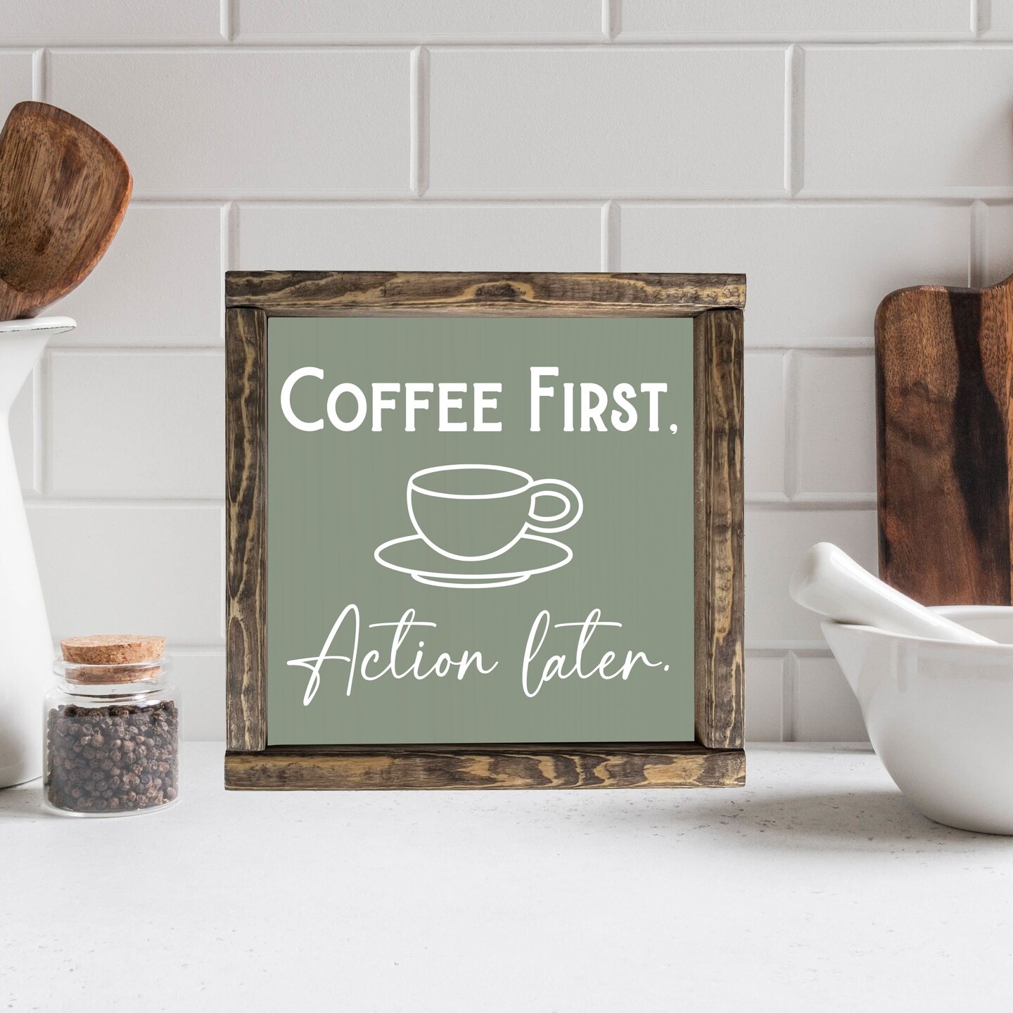 Personalised Cafe Coffee Sign - Chalkboard Effect Wood Wall Plaque, Kitchen Decor Gift