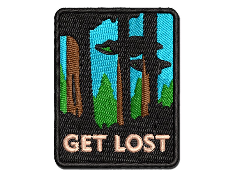 Get Lost Forest Nature Hiking Multi-Color Embroidered Iron-On or Hook &#x26; Loop Patch Applique
