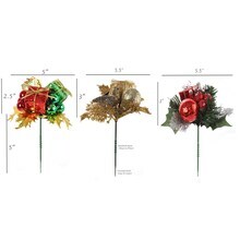 Assorted Mixed Christmas Picks, Set of 24, 3 Unique Vibrant Festive Styles, Trees, Wreaths, &#x26; Garlands, Parties &#x26; Events, Home &#x26; Office Decor, Floral Home by Artificial Flowers