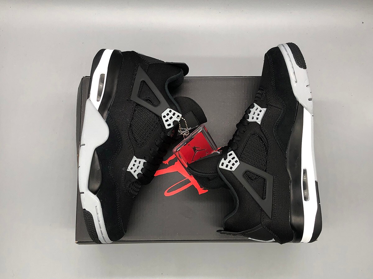 Air Jordan 4 Black Canvas Shoes, Sneaker for men, Sneaker for women product 7