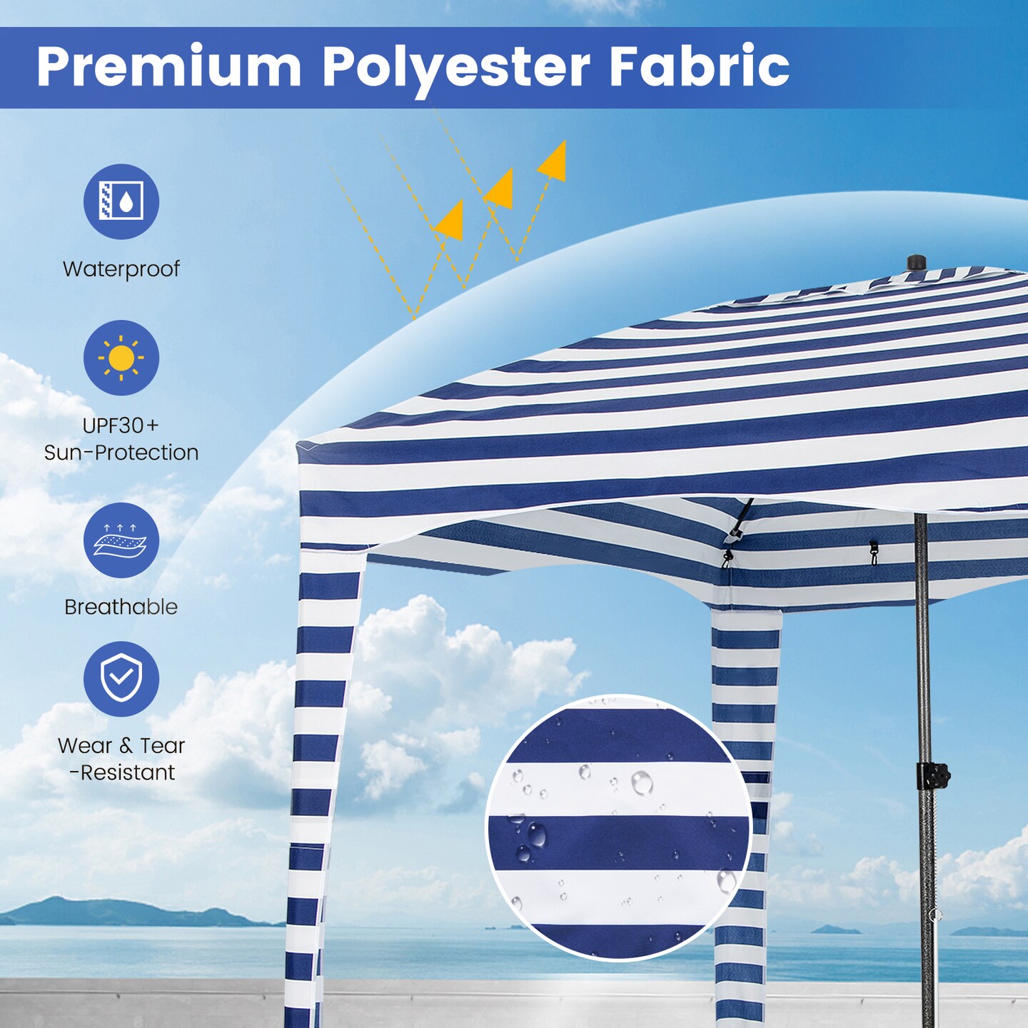 Costway 6 x 6FT Foldable Beach Cabana Tent with  Carrying Bag Detachable Sidewall