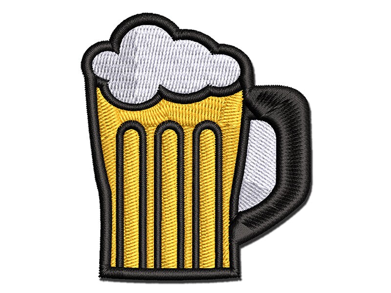 Beer Stein with Foam Multi-Color Embroidered Iron-On or Hook &#x26; Loop Patch Applique