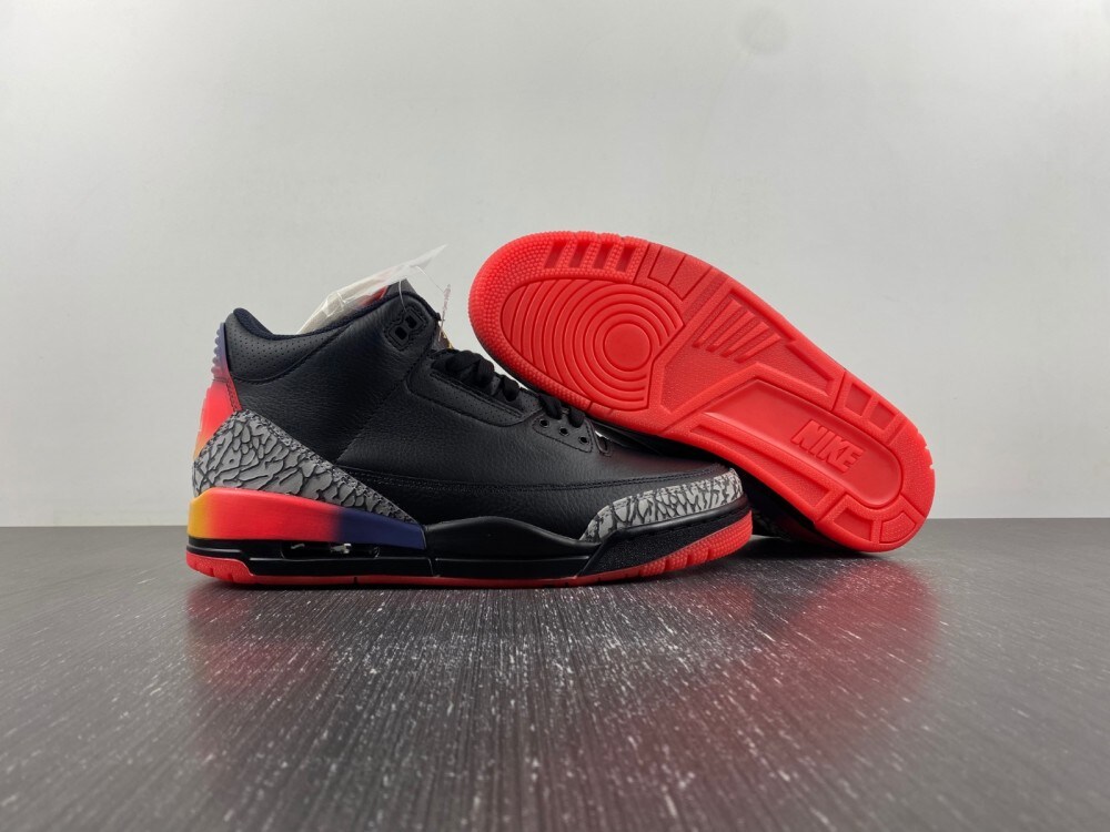 J Balvin X Air Jordan 3 Rio Black Solar Flare Total Crimson Sneakers For Men And Women, Gift For