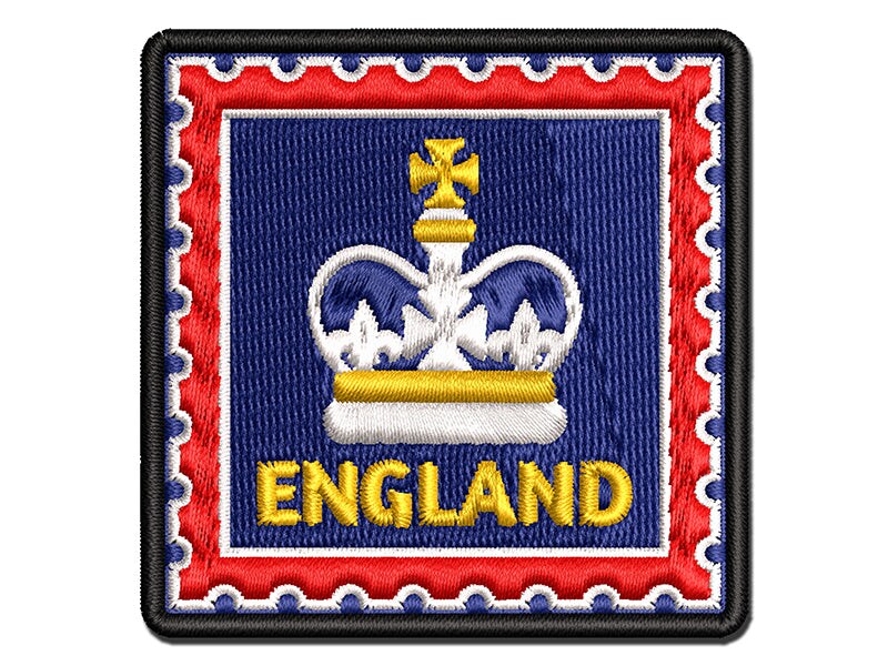 England Travel Royal Crown Family Multi-Color Embroidered Iron-On or Hook &#x26; Loop Patch Applique
