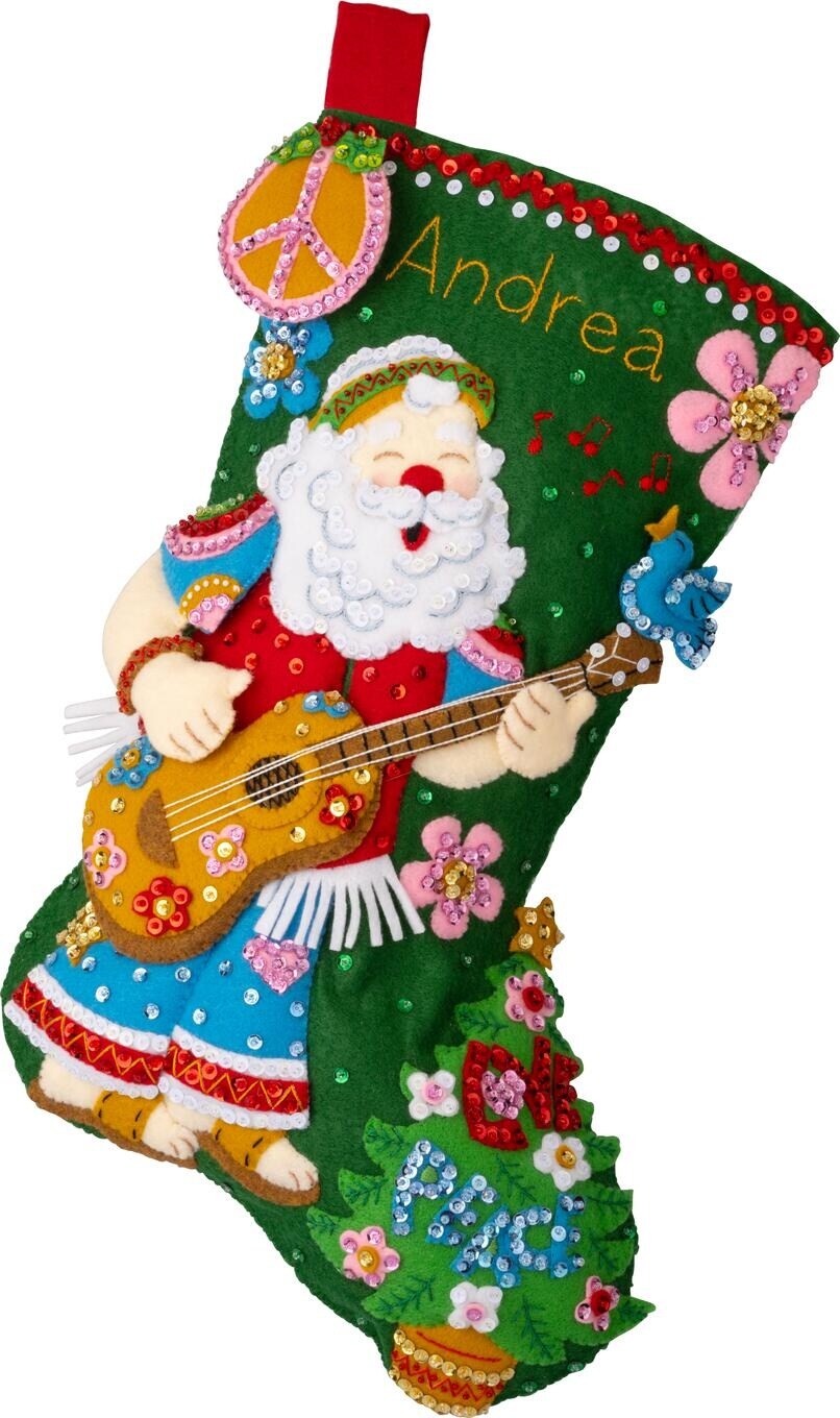 Bucilla Felt Stocking Applique Kit 18&#x22; Long-Peace And Love