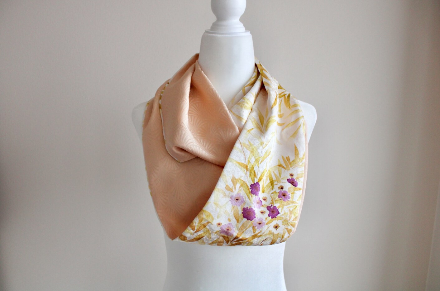 Handmade Japanese Kimono Silk Scarf Vintage Unique Gift for Her