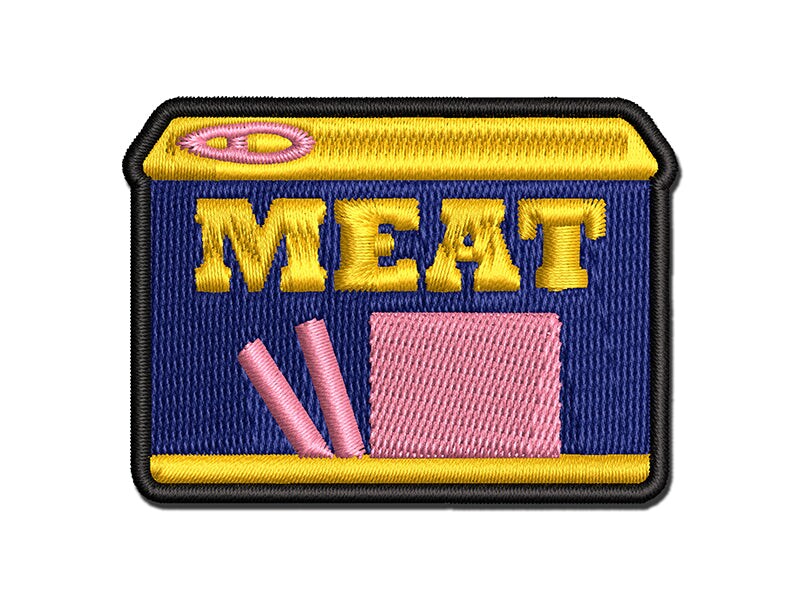 Canned Luncheon Meat Pork Ham Multi-Color Embroidered Iron-On or Hook &#x26; Loop Patch Applique