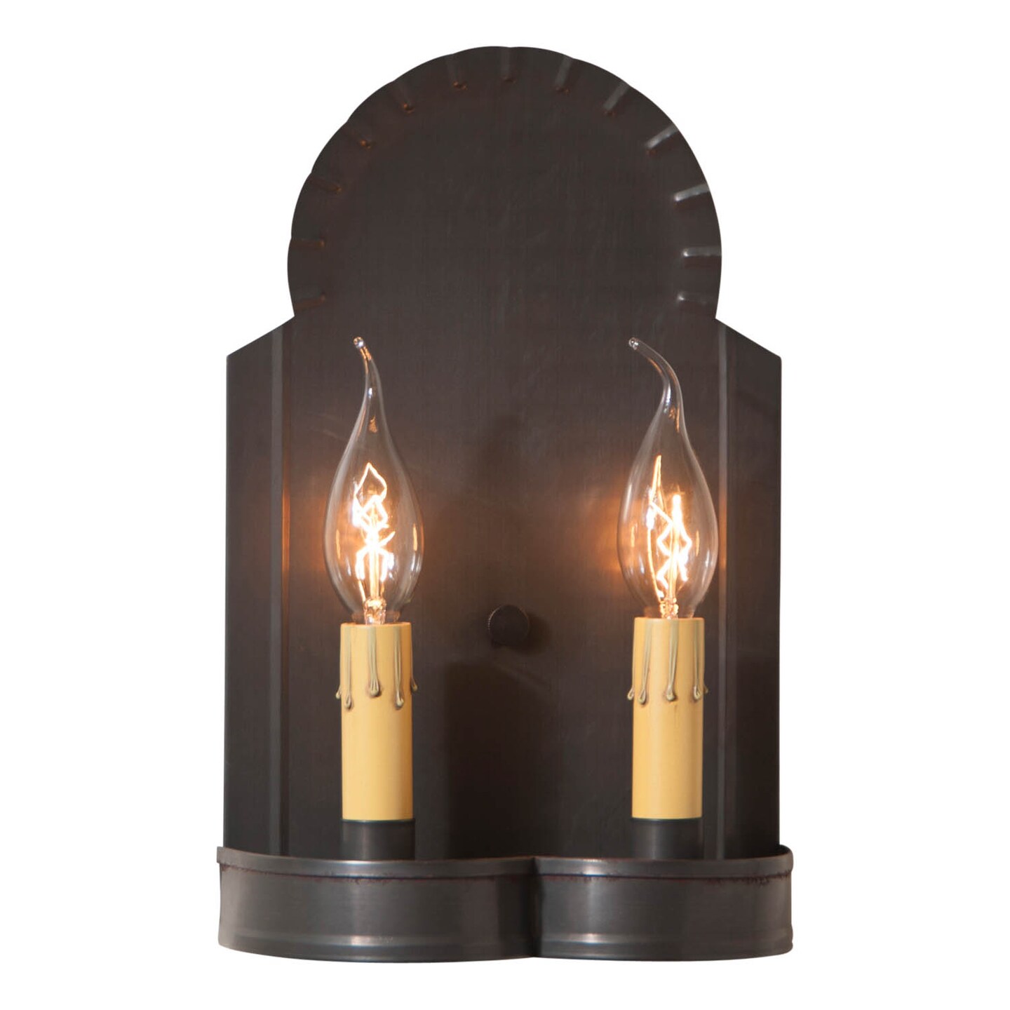 Irvins Country Tinware Hanover Double Wall Sconce in Kettle Black