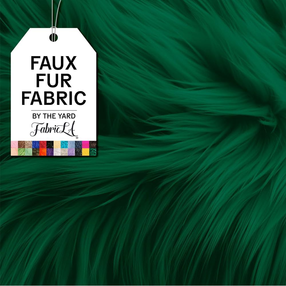 FabricLA | Shaggy Faux Fur | Fabric by The Yard | 72" X 60" Inch Wide | Craft Furry Fabric | Sewing, Apparel, Rugs, Pillows & More | Faux Fluffy Fabric | Kelly Green, 2 Yard