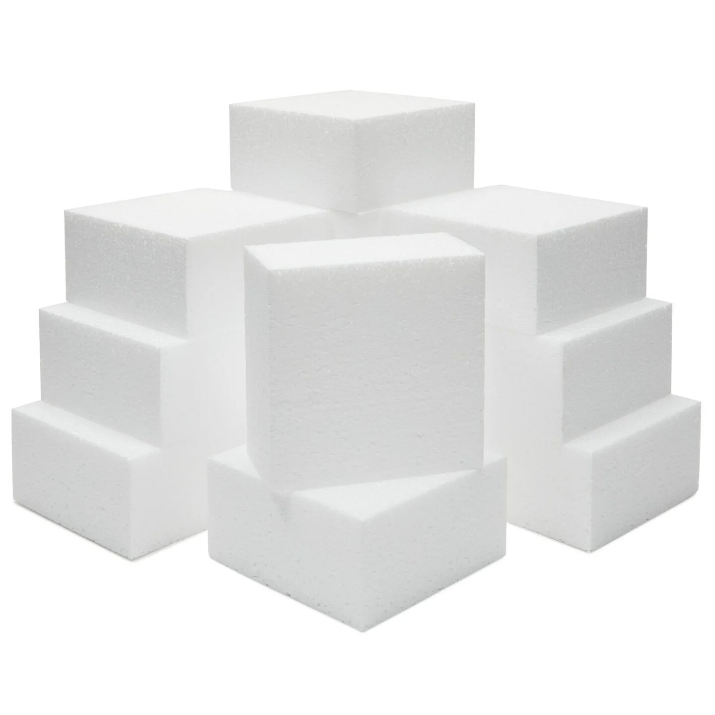 12-Pack Sculpting Foam Blocks for DIY Arts and Craft, White, 4 x 4 x 2"