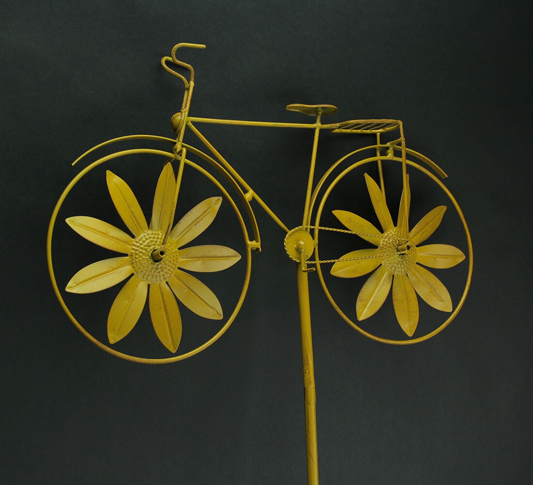 Retro Metal Bicycle Wind Spinner Garden Stake