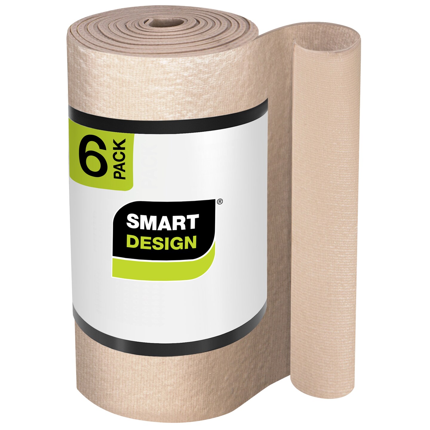 Smart Design Master Solid Grip Shelf Liner - 18 Inch x 24 Feet Total (Set of 6 Rolls) - Taupe