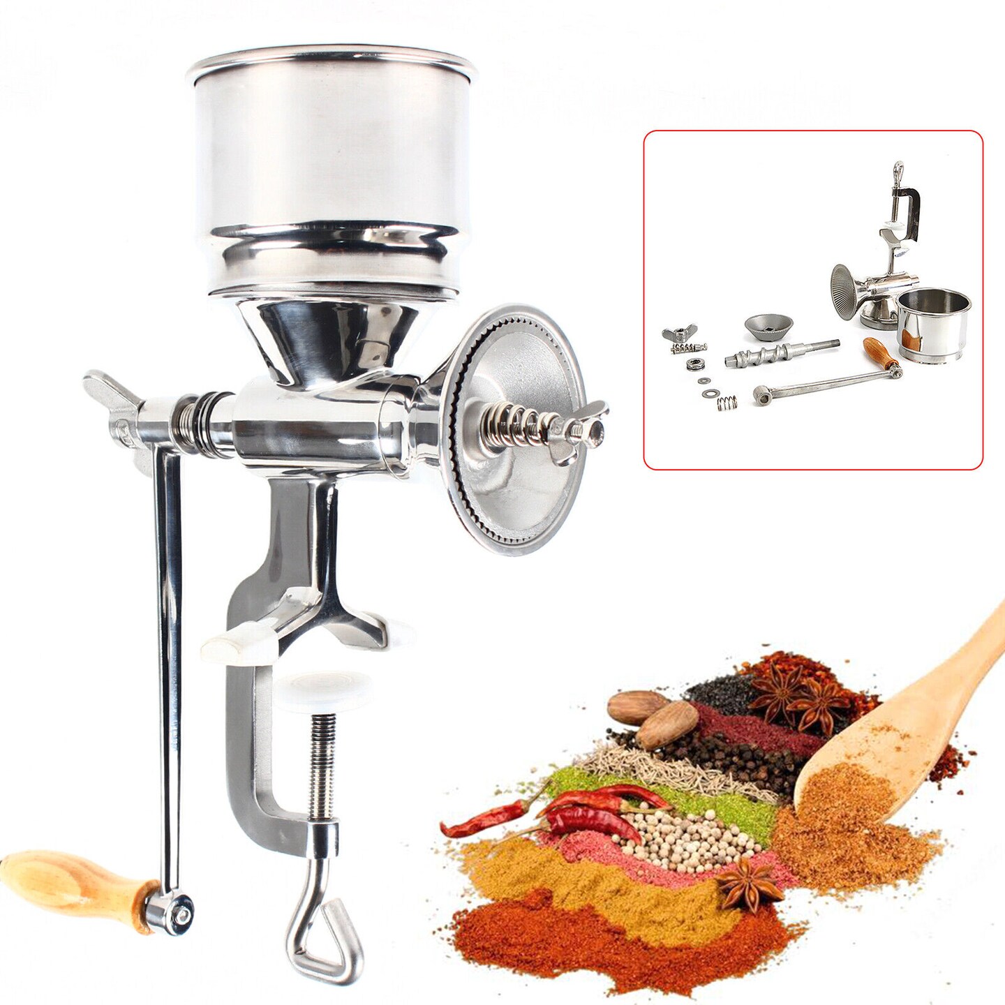 Kitcheniva Stainless Steel Manual Grain Mill Hand Crank