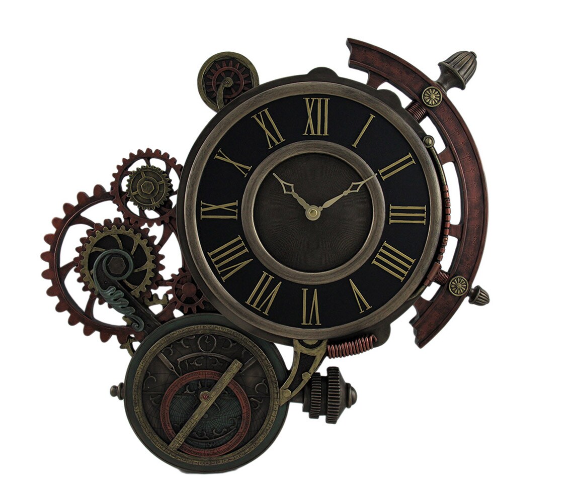 Mechanical Steampunk Astrolabe Star Tracker Wall Clock 17 Inch